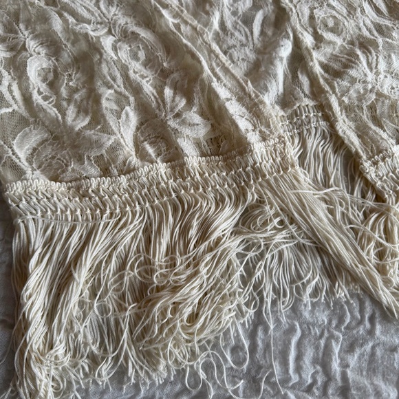 Daytrip Anthropologie Lace Fringe Kimono Cardigan XL Boho Festival - Picture 3 of 9